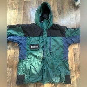 Vintage Columbia Two-Tone Green and Blue Winter Coat